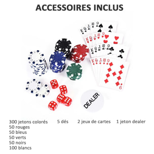 Mallette pro de poker coffret pro poker 38L x 21l x 6,5H cm 300 jetons 2 jeux de cartes + 2 clés aluminium