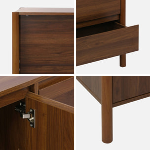 Buffet décor bois 2 portes 3 tiroirs 150cm noyer - 150 x 42 x 78.5 cm - Harmony