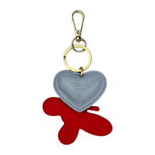 Llavero de corazón azul cielo Cheval Firenze mariposa roja