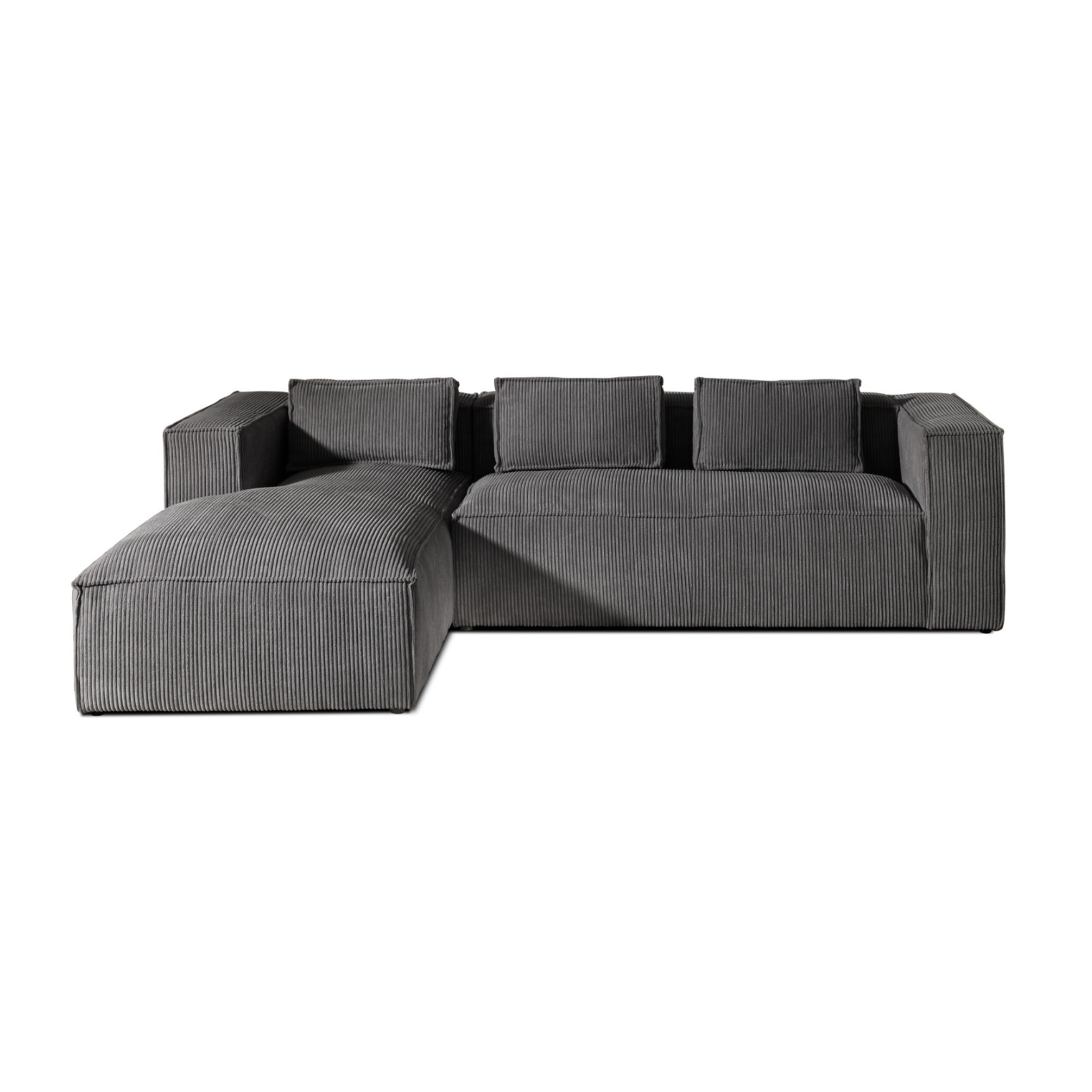 Stella - canapé d'angle gauche en velours côtelé - 4 places - Gris foncé