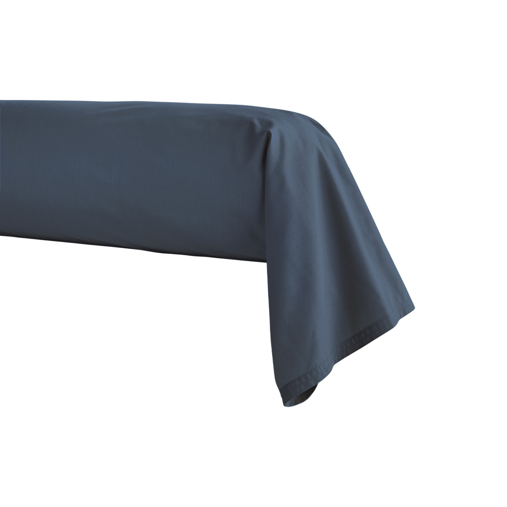 Taie de traversin unie en percale de coton, PREMIÈRE, Bleu Nuit