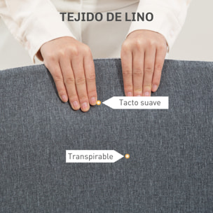 Silla de Escritorio sin Brazos Silla de Oficina Giratoria Tapizado en Lino Sintético con Altura Ajustable para Estudio Dormitorio Tocador Carga 120 kg Gris