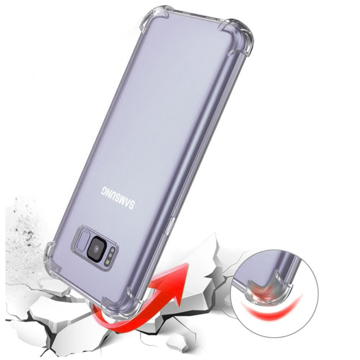 Coque compatible avec Samsung Galaxy S8 Plus ANTI CHOCS silicone transparente avec bords renforcés