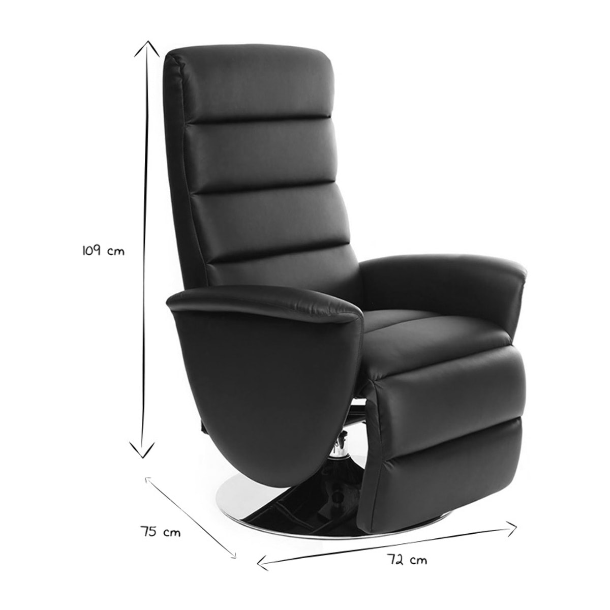 Fauteuil relax manuel noir NELSON