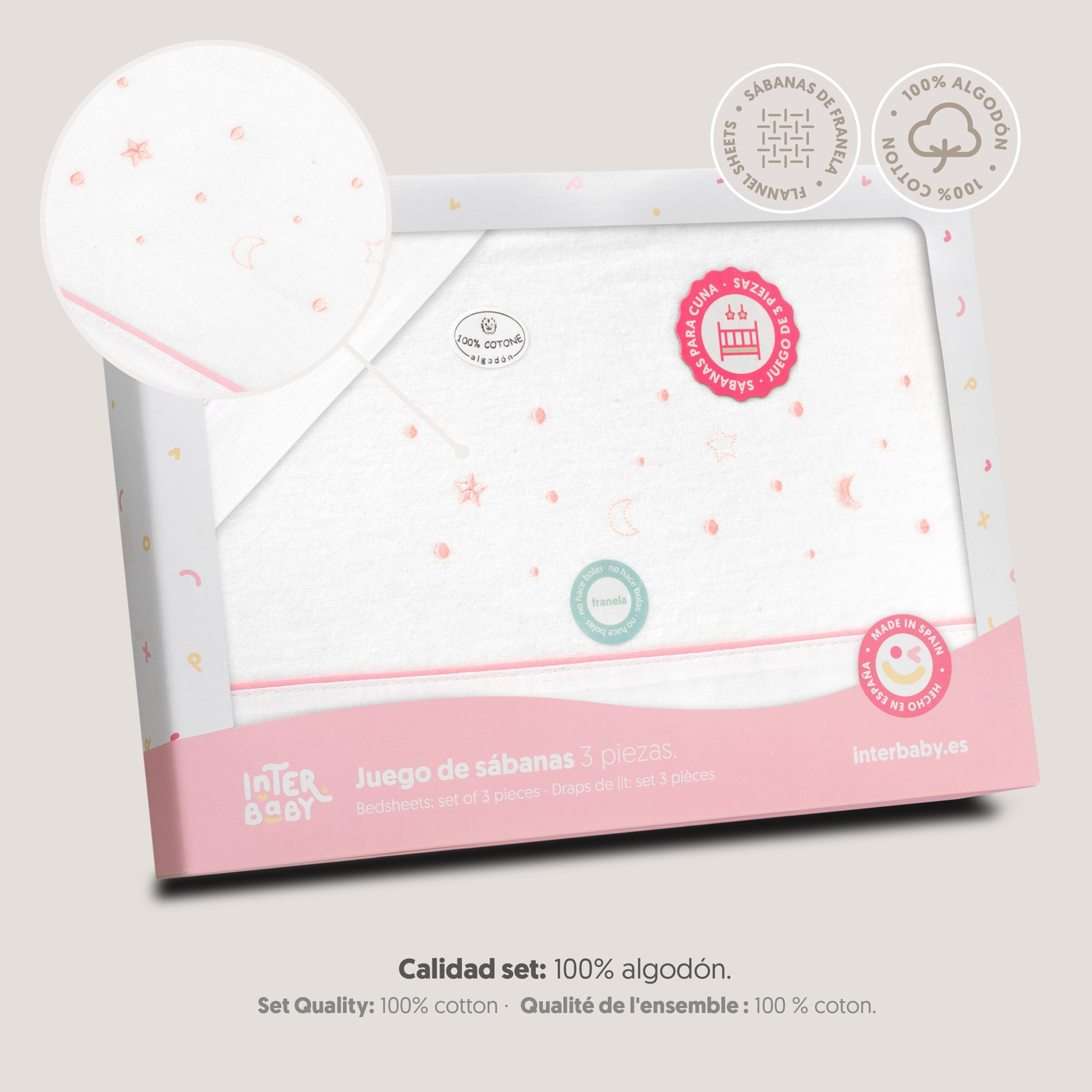 Juego de Sábanas de Cuna Franela Estrellas Luna