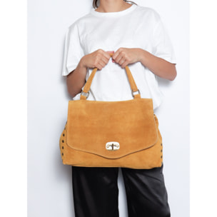 Borsa a mano da donna Made in Italy - Modello Zelia Elite - Pelle scamosciata - 37.0 x 22.0 x 15.0 cm