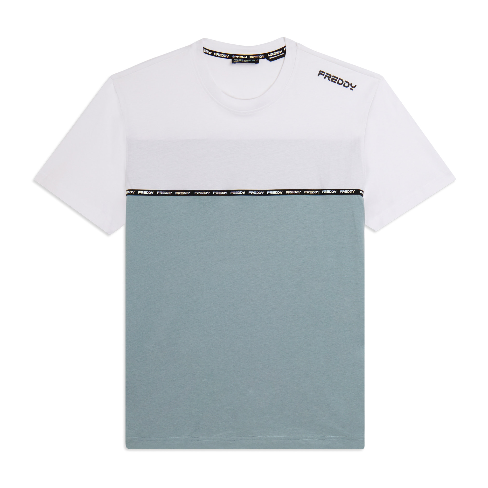 T-shirt colour block con inserto logato