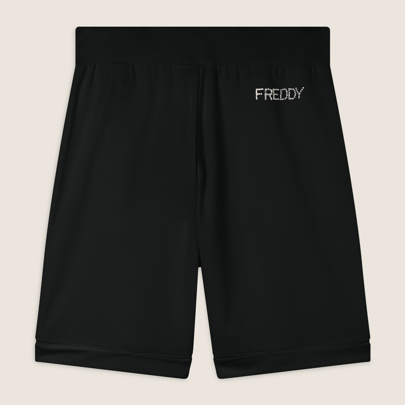 Pantaloni corti con Risvolto e Logo Strass