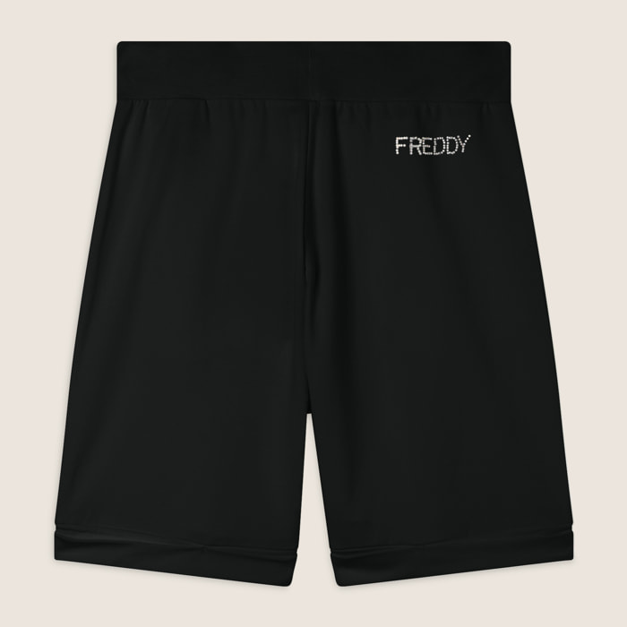 Pantaloni corti con Risvolto e Logo Strass