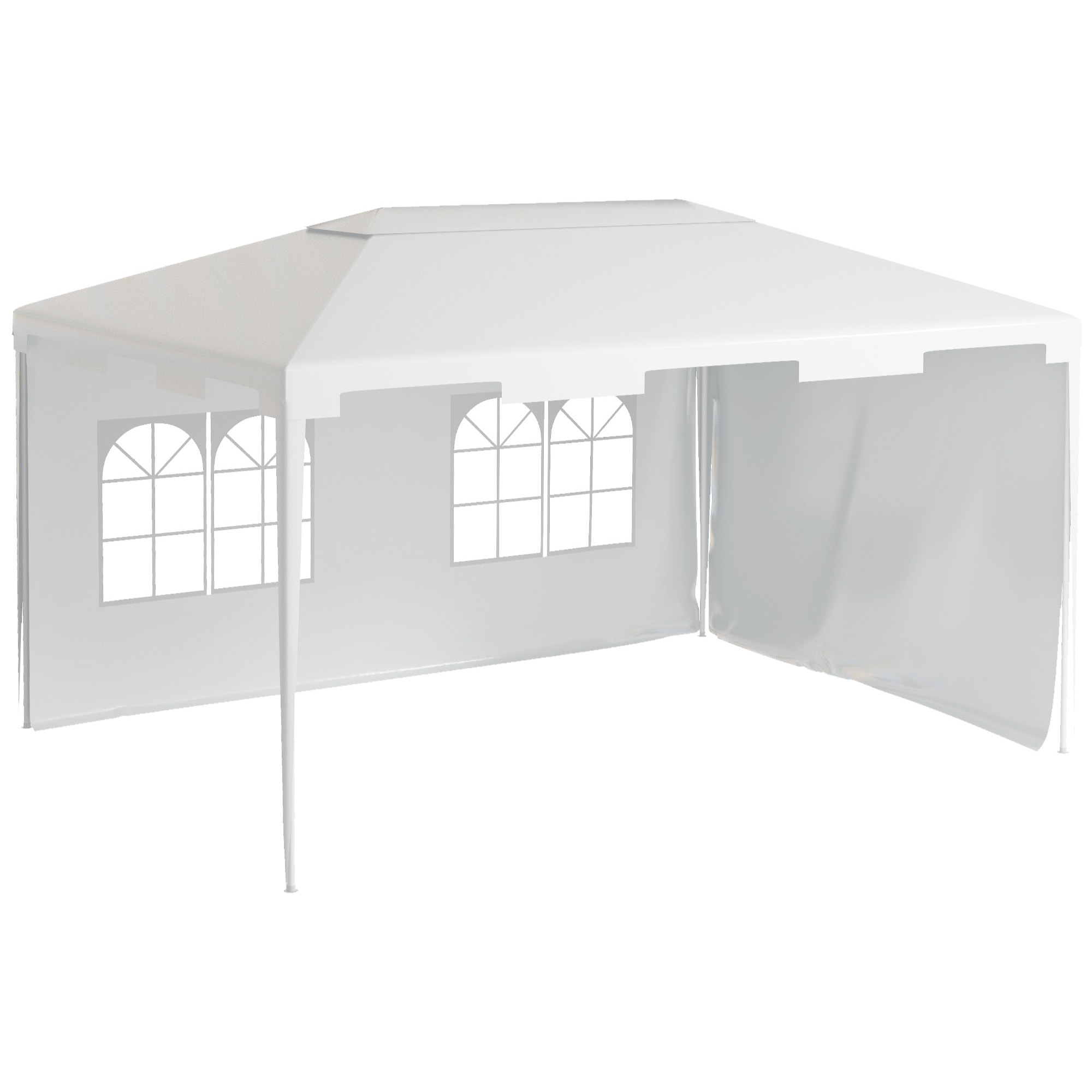Carpa de Jardín 4x3 m Cenador Desmontable Exterior Gazebo con 2 Paneles Laterales 2 Ventanas y Marco de Acero Anti-UV Impermeable para Terraza Patio Blanco