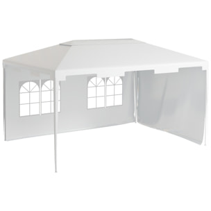 Carpa de Jardín 4x3 m Cenador Desmontable Exterior Gazebo con 2 Paneles Laterales 2 Ventanas y Marco de Acero Anti-UV Impermeable para Terraza Patio Blanco