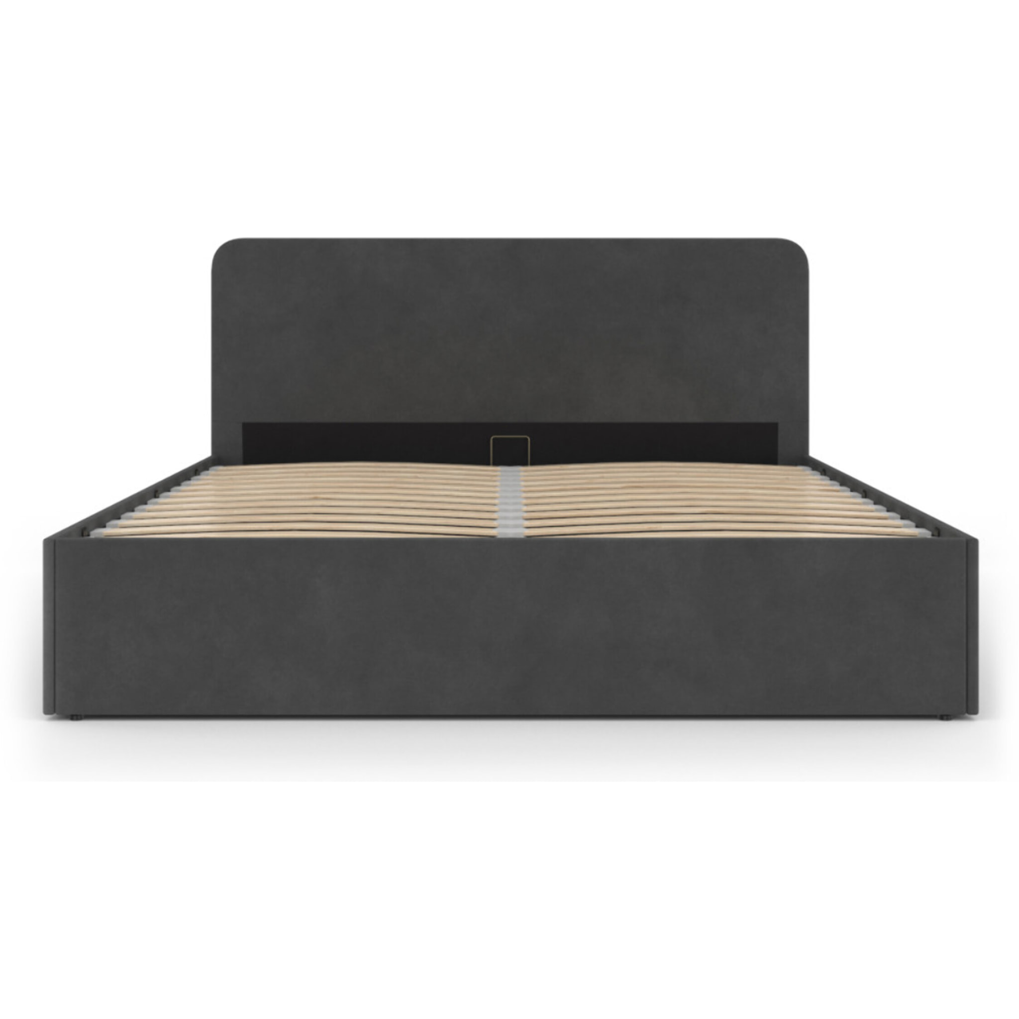 Lit avec tete de lit arrondie Louise - Velours gris