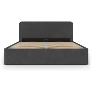 Lit avec tete de lit arrondie Louise - Velours gris