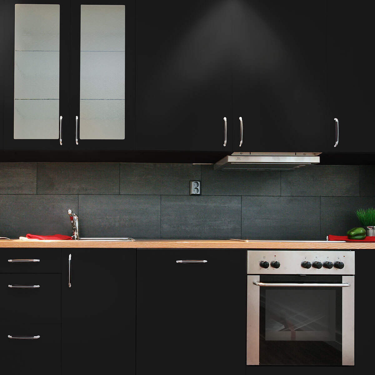 Rouleau adhésif décoratif Vinyle au Mètre - Noir - Sticker Lavable Imperméable Mur Cuisine Meubles