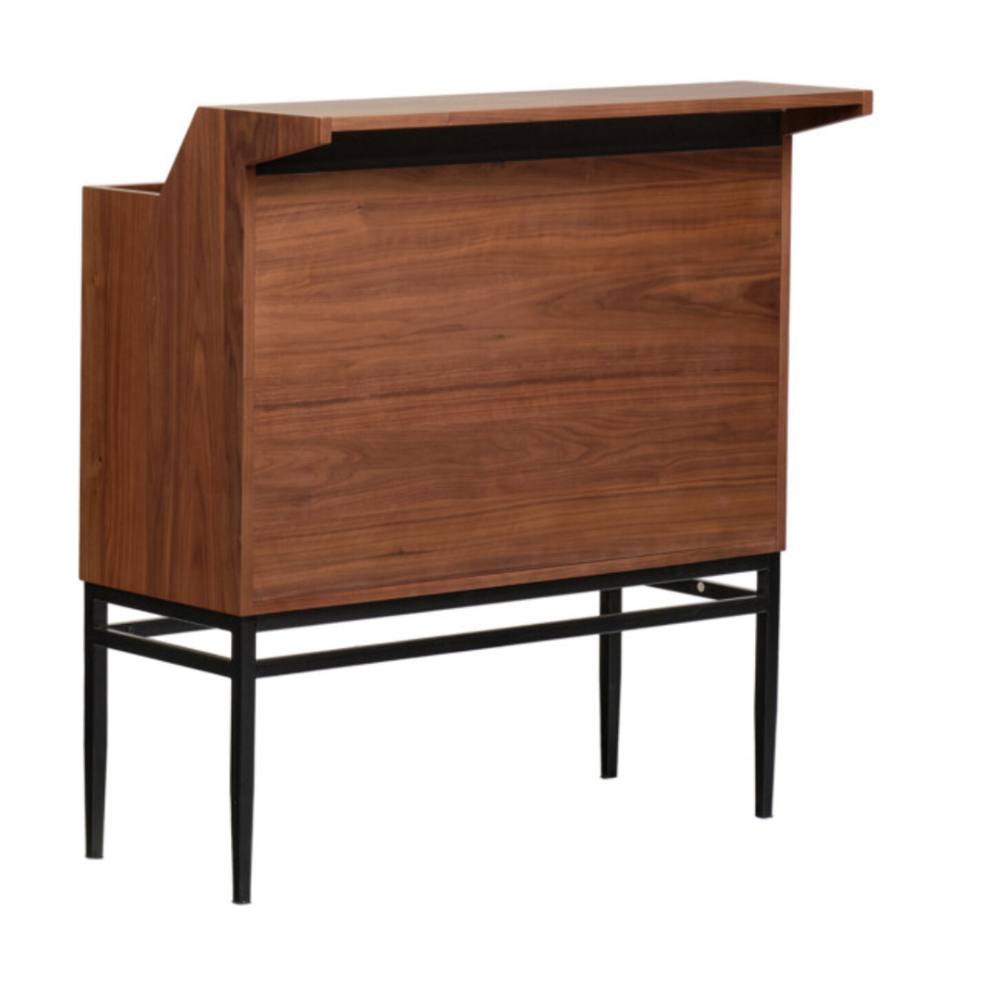 Meuble de Bar H.110 cm en Noyer Massif et Métal Noir - Modèle ELIOTT 2083