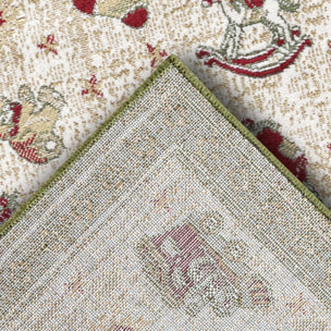 Tapis salon ou chambre enfant,  motif fêtes de SANTA 1, kilim original, entretien facile