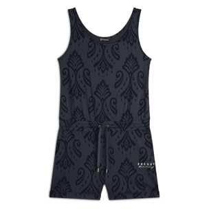 Tuta corta floreale in jersey con top a canotta