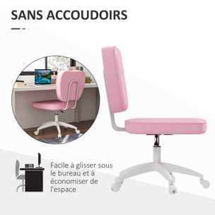 Chaise de bureau design Chersterfied dossier arrondi 2 boutons synthétique rose