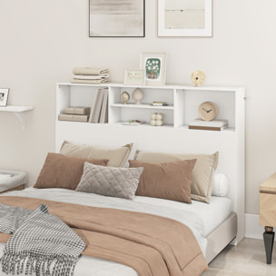 Tête de lit avec rangement - tête de lit bois 140 cm - 4 niches, grande étagère - blanc