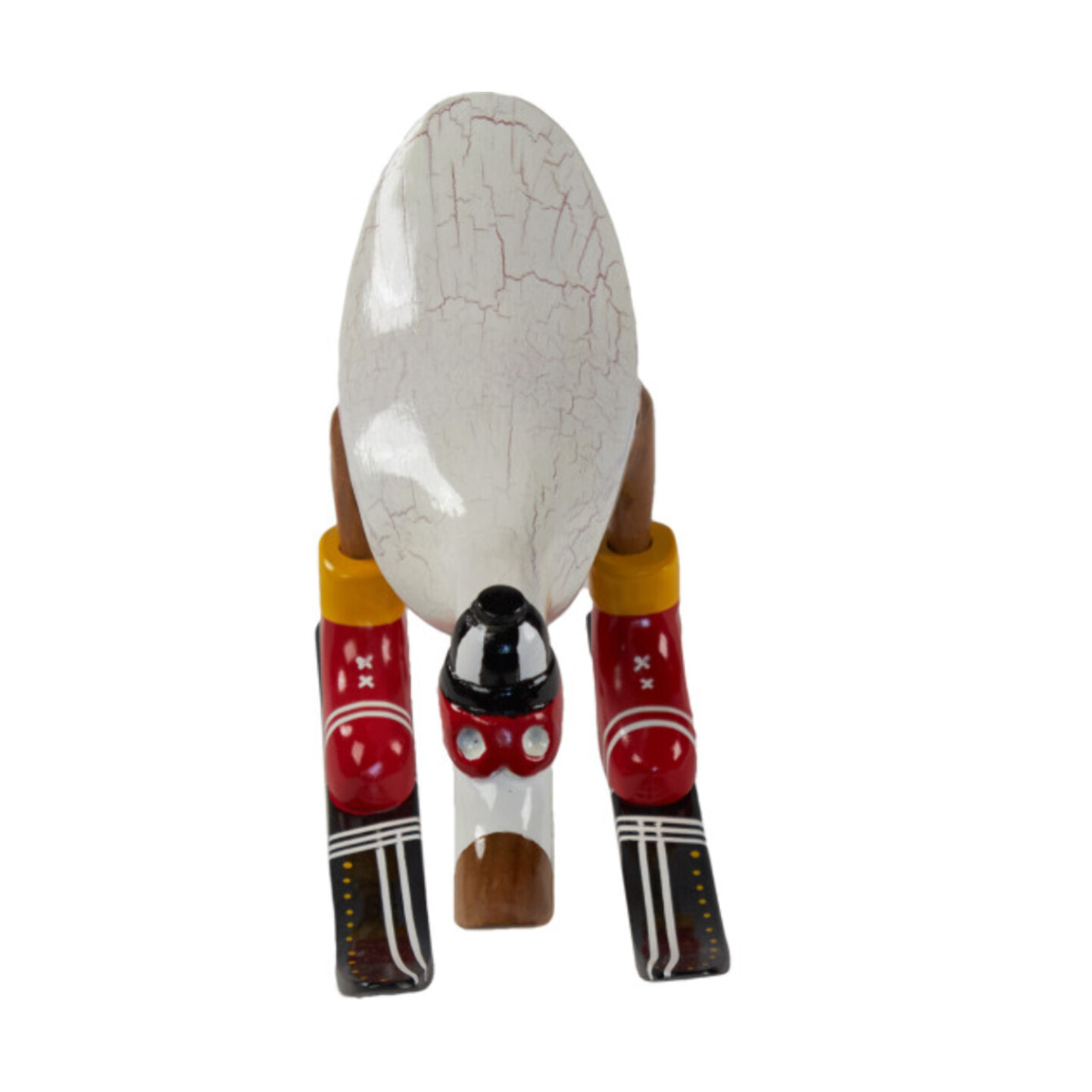 Statuette décorative Canard Skieur en Bois de Teck H. 18 cm – DAMAS