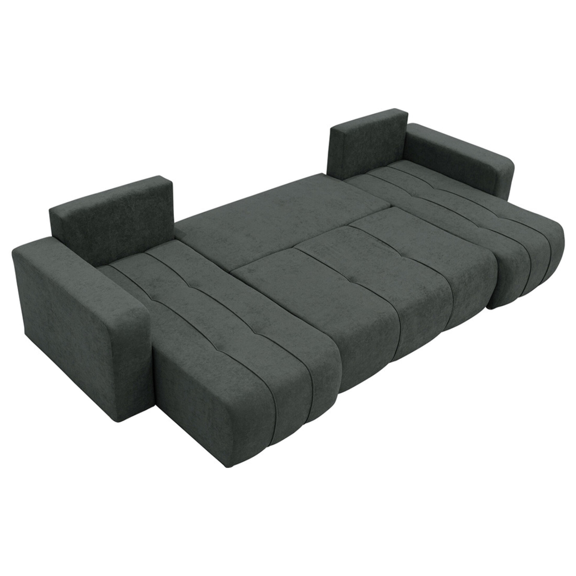 Nicole - Canapé panoramique en U 7 places convertible avec coffre en tissu - Gris Anthracite