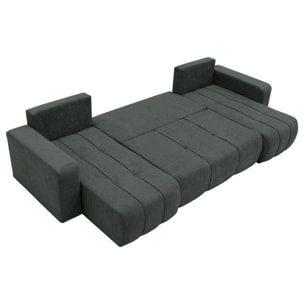 Nicole - Canapé panoramique en U 7 places convertible avec coffre en tissu - Gris Anthracite