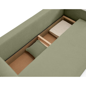 Topaze - canapé 3 places - convertible avec coffre - en tissu - Vert