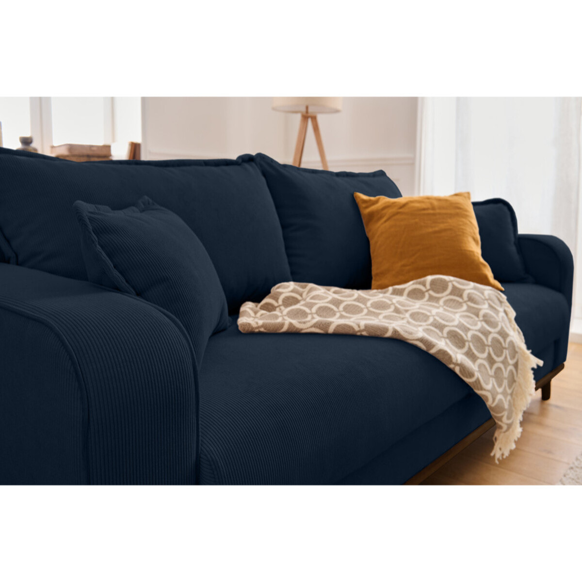 Albane - canapé 3 places - en velours côtelé - Bleu Ardoise