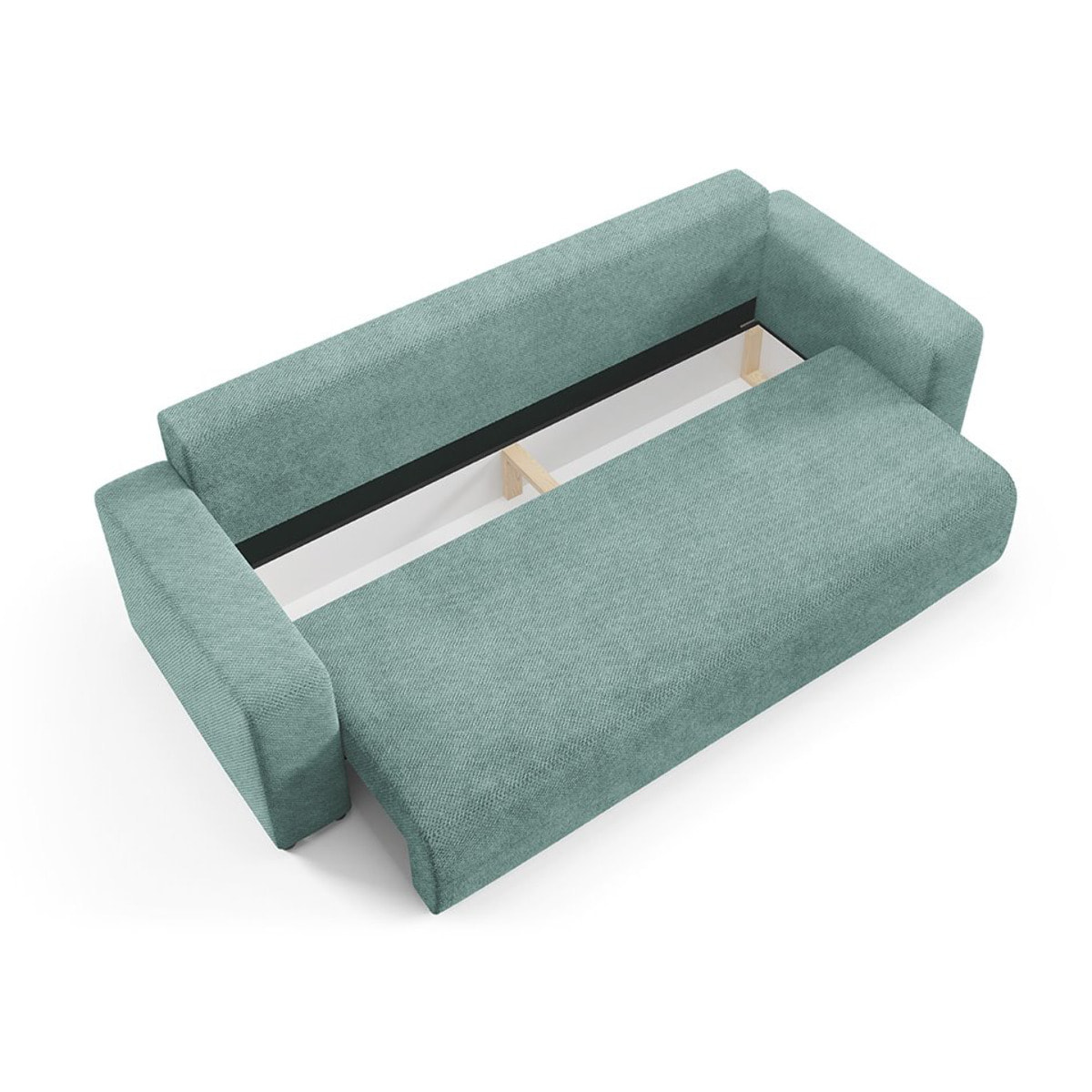 GLORIA - Canapé droit convertible 3 places en tissu vert clair