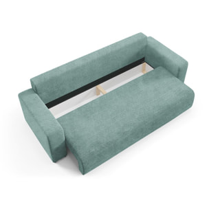 GLORIA - Canapé droit convertible 3 places en tissu vert clair