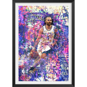 Affiche tony parker 09 Affiche + cadre en bois - Noir