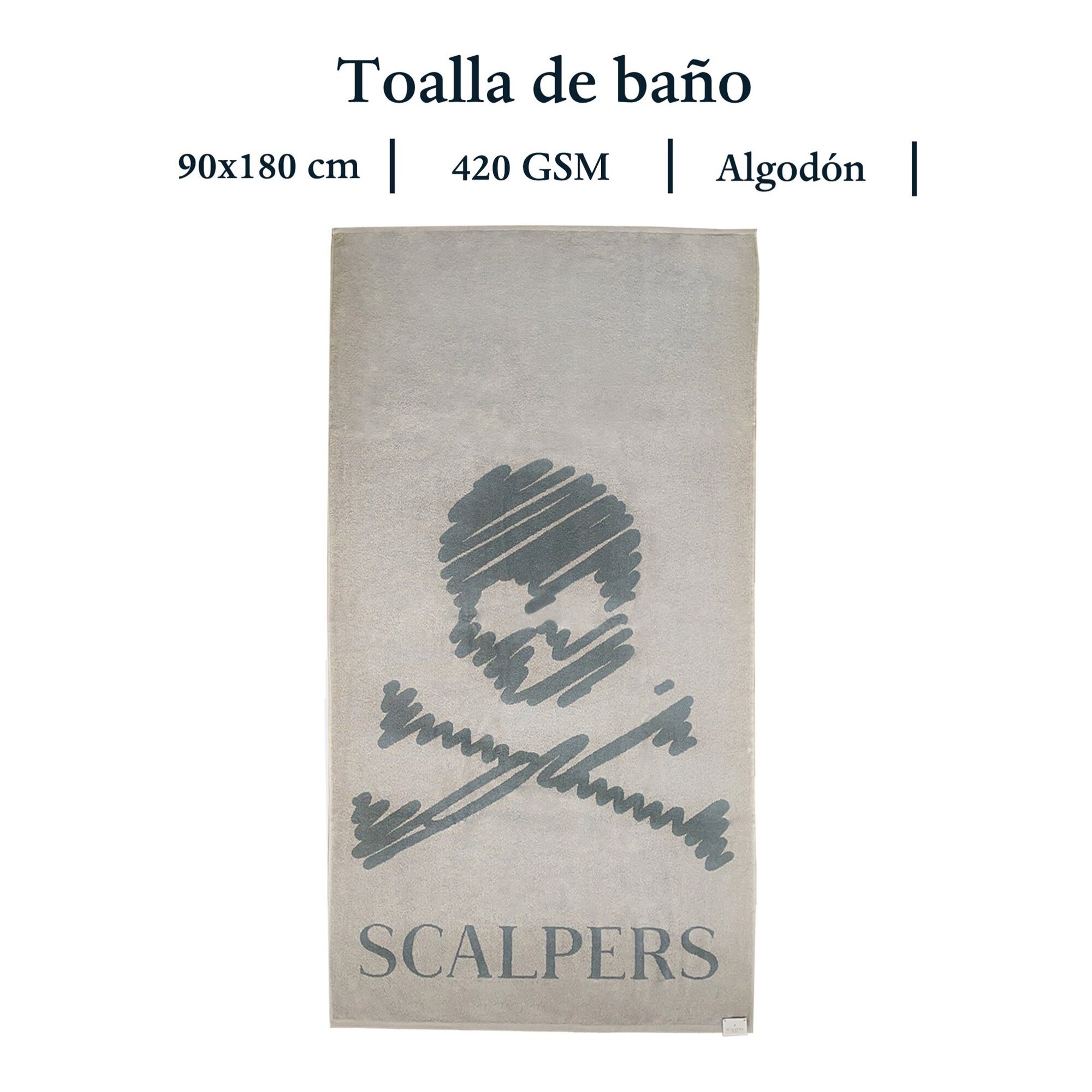 Toalla de playa 90x180cm 100% algodón 420gsm en beige con logo scalpers home