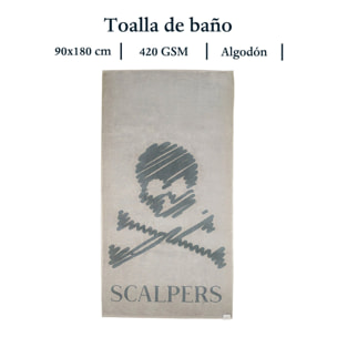 Toalla de playa 90x180cm 100% algodón 420gsm en beige con logo scalpers home