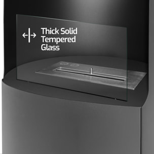 Ottaviano - Camino a bioetanolo da terra freestanding con doppio ripiano in legno melaminico, Ø 40xH67,5 cm colore nero