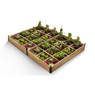 Serres de potager 12 compartiments Aroma en bois avec bâche - Lot de 2