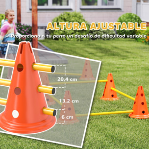 Juego de Agilidad para Perros, Vallas de Obstáculos de Entrenamiento de Coordinación, 8 Conos 30 cm de Altura, 4 Barras 80 cm de Longitud y Bolsa de Transporte, para Deporte de Fútbol y Perros