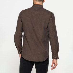 CAMICIA DI FLANELLA IN COLORI TINTA UNITA CON TASCHINO