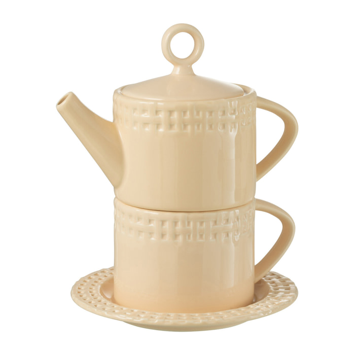 J-Line tasse + théière - céramique - pêche