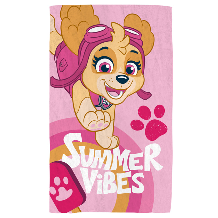 Serviette de bain et de plage imprimée 100% coton, PAT PATROUILLE GOOD VIBES