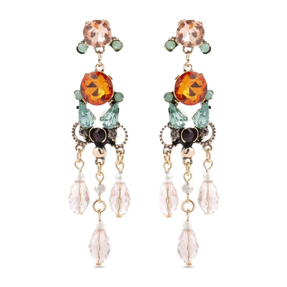 Pendientes con Cristal Multicolor acabado oro 18k