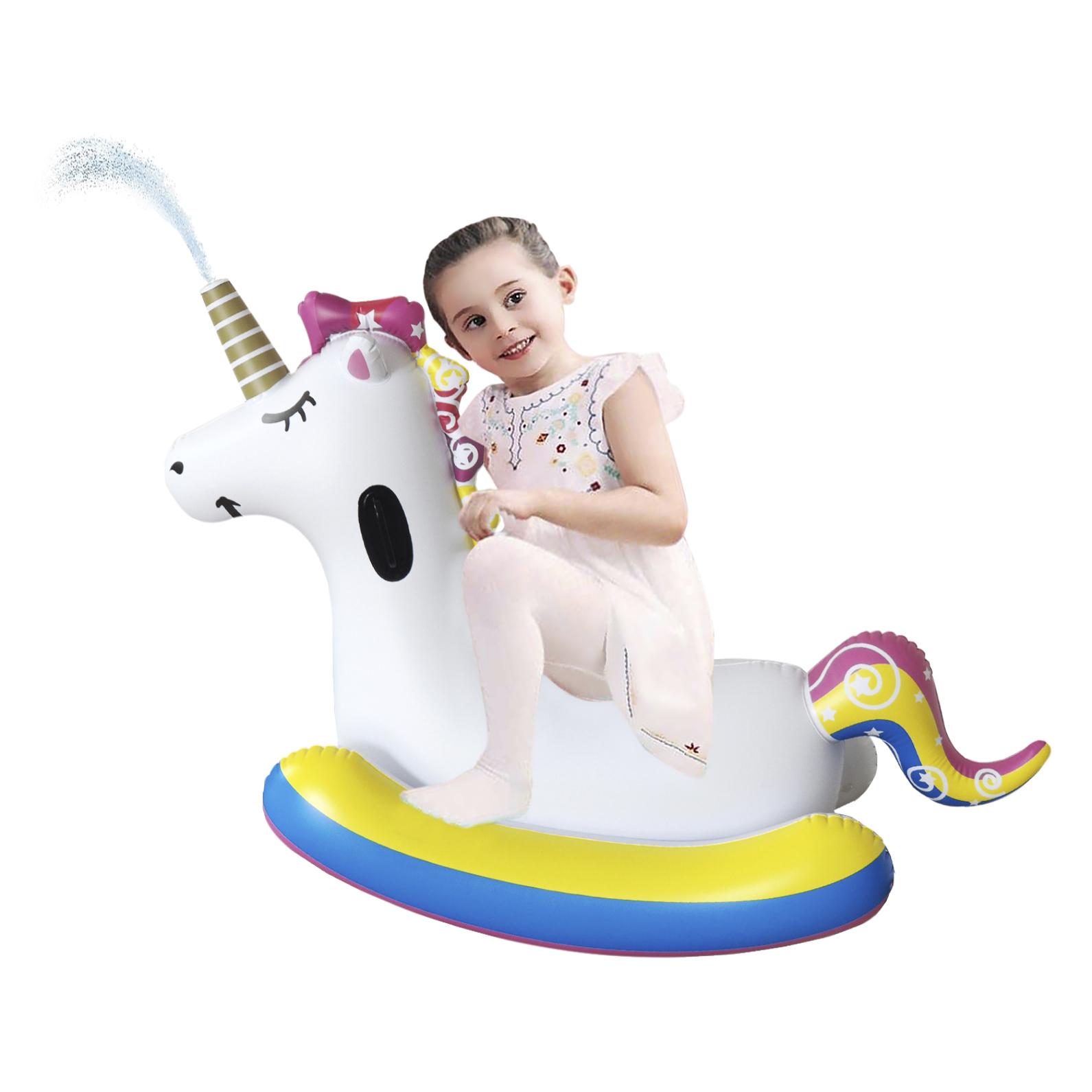 Sedia galleggiante gonfiabile per bambini, design unicorno, spara acqua.