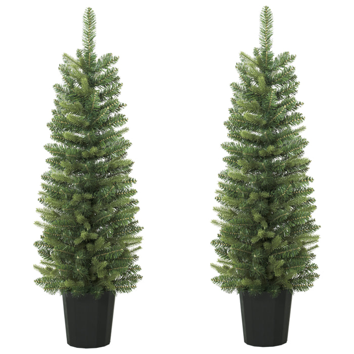 HOMCOM Juego de 2 Árboles de Navidad 120 cm, Árbol de Navidad Artificial con 170 Ramas y Base Tipo Maceta de Vivero, Montaje Rápido, Decoración Navideña para Salón, Interior, Verde