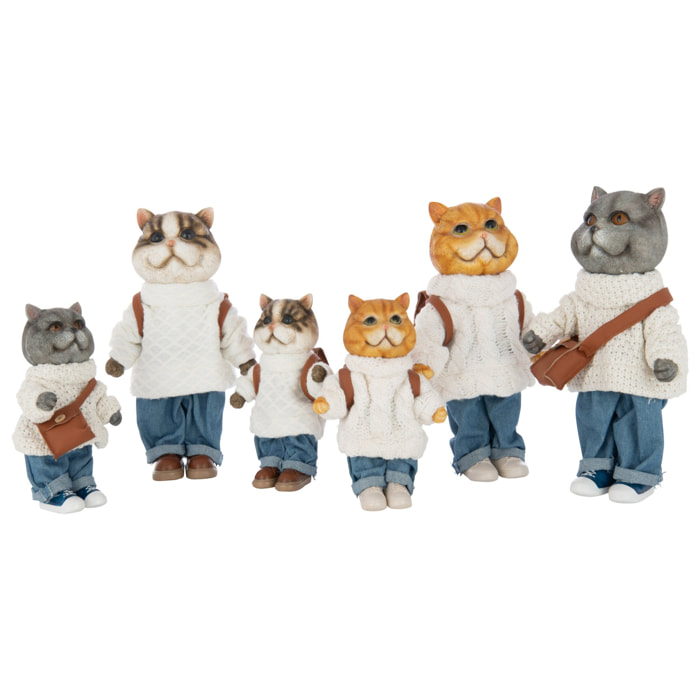J-Line figurine Chat Manteau + Sac - polyrésine - mix - large - 3 pièces