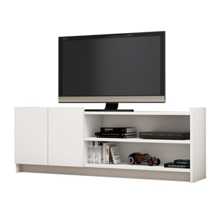 Mesa tv con compartimentos y cajones ,100% tablero de aglomerado rechapado en melamina, color blanco