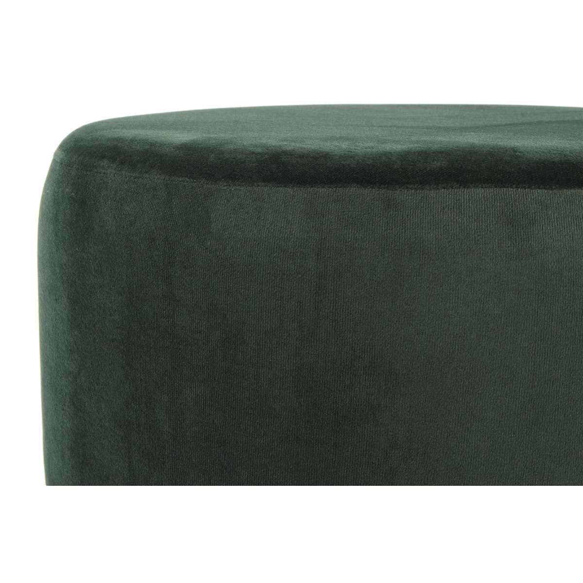 Pouf Rebecca in velluto verde scuro con frange e anello silver