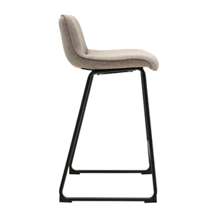 Tabourets de bar en tissu taupe et métal noir H65 cm (lot de 2) BOOST