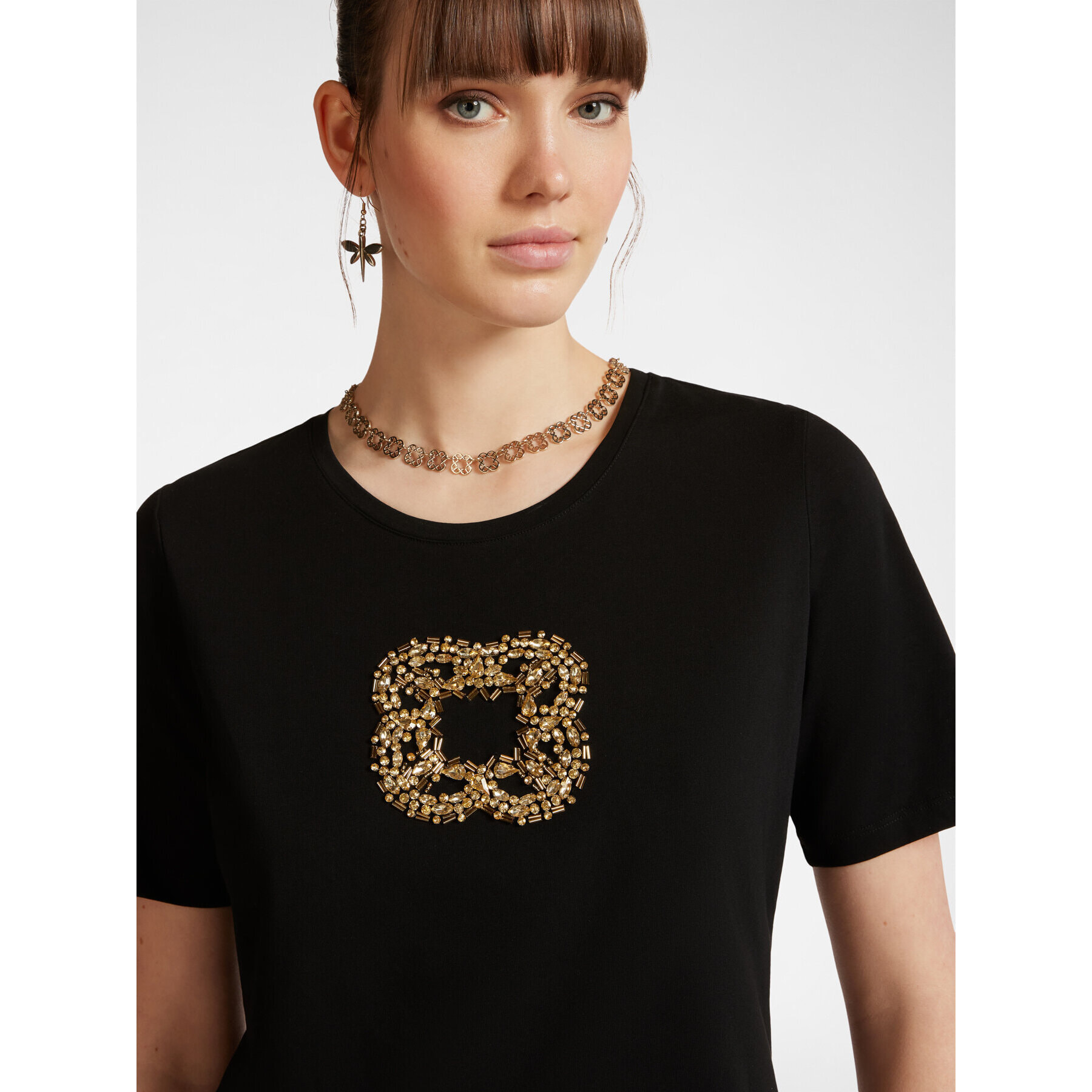 Elena Mirò - camiseta con bordado - Negro