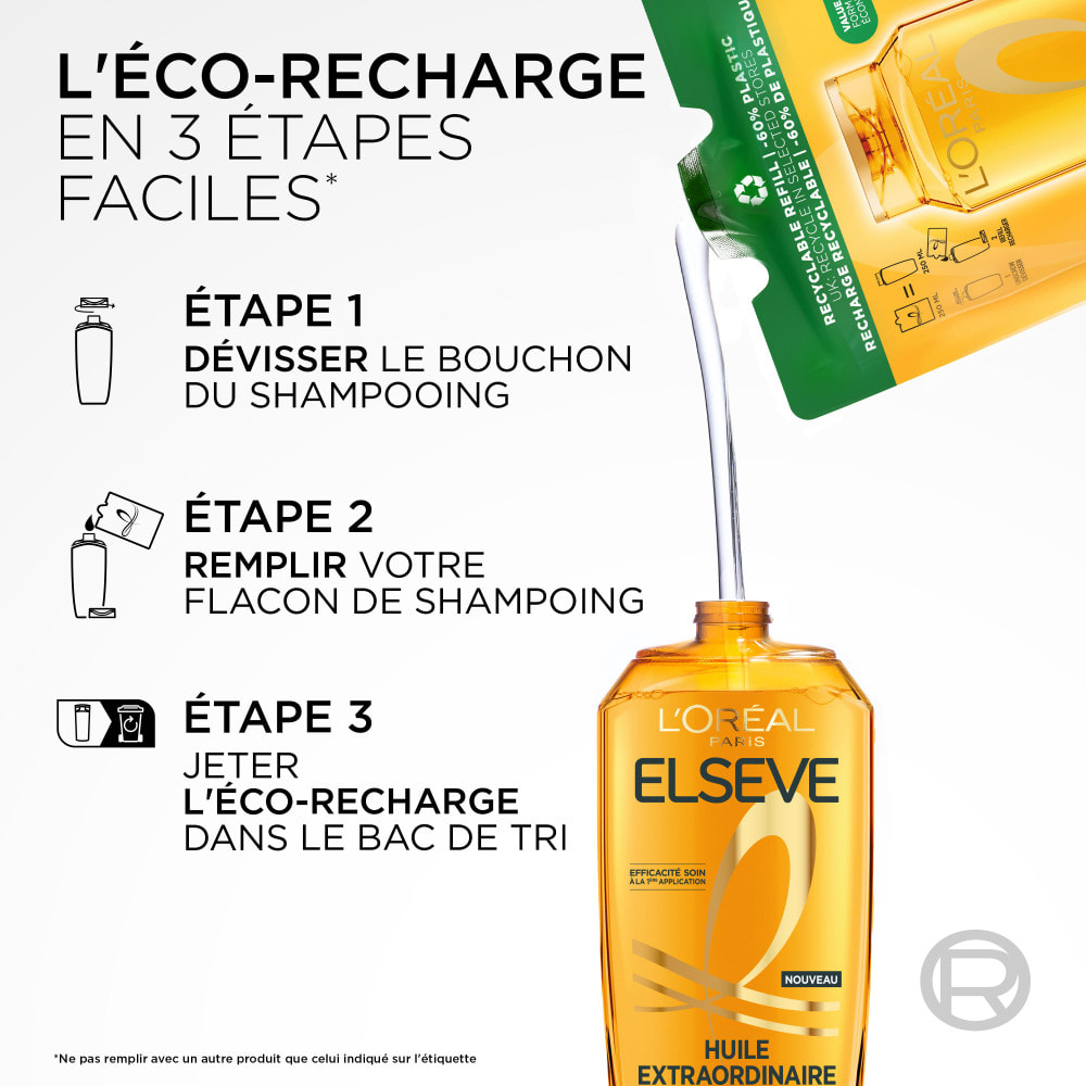Lot de 12 - L'Oréal Paris Elseve Huile Extraordinaire Shampooing Nutrition Eclat Huiles Rares de Marula et Camélia 250ml