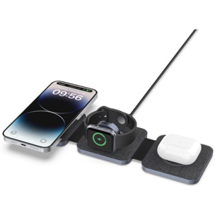 Chargeur ADEQWAT sans fil MagSafe 3 en 1 plat pliable 15W