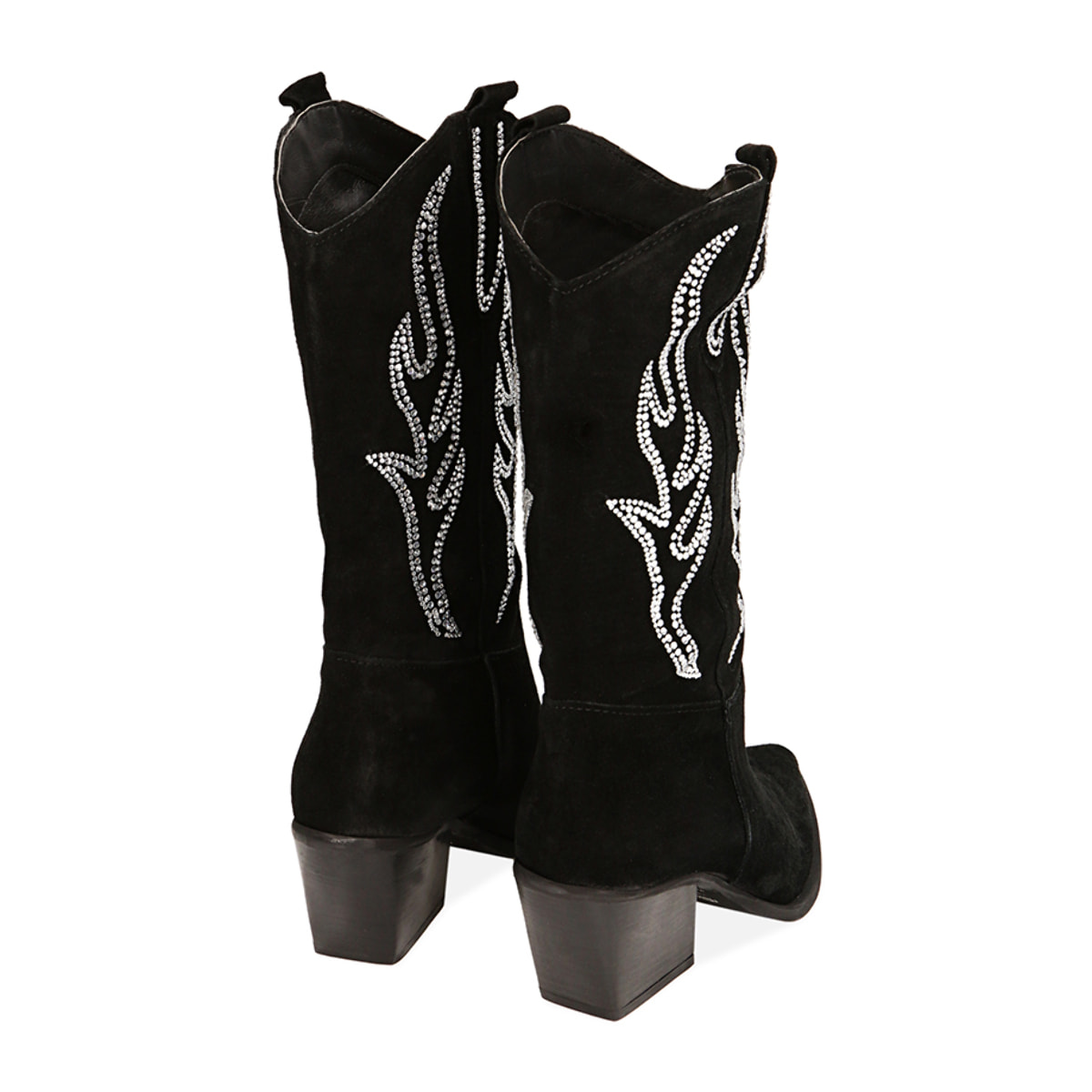 Botas negras de gamuza, tacón 7 cm